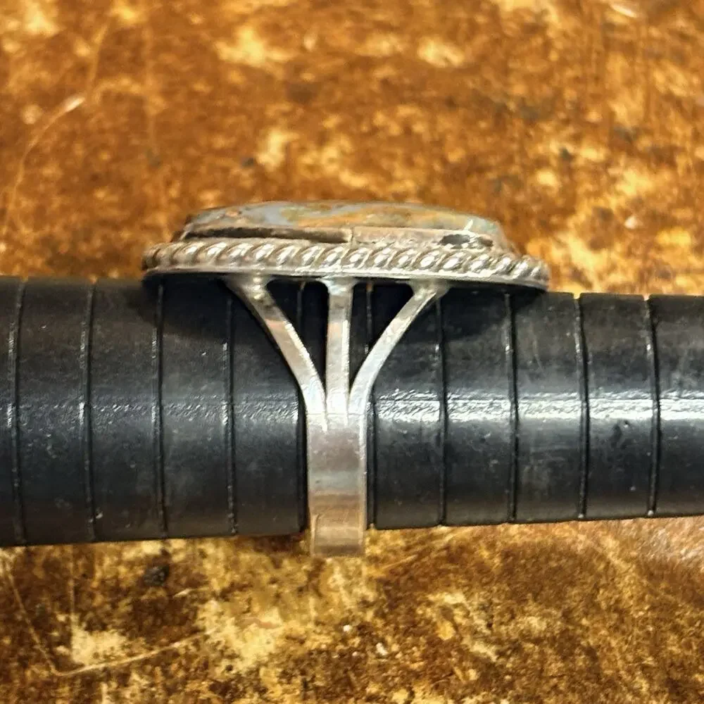 Sterling Silver and Pietersite Ring Size 8 w/ Roped Edges Vintage